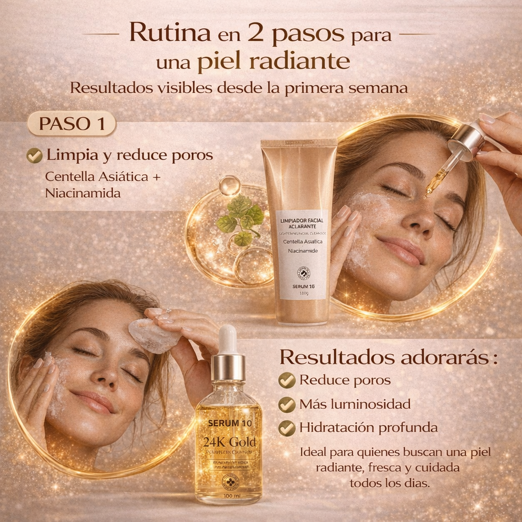 Piel luminosa y rejuvenecida en días + limpiador GRATIS
