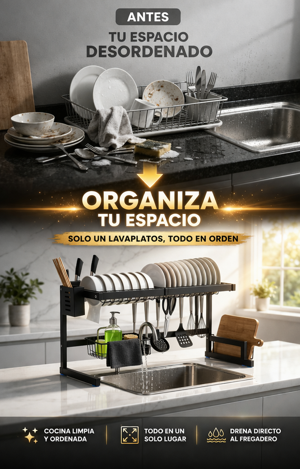 Escurridor que organiza tu cocina