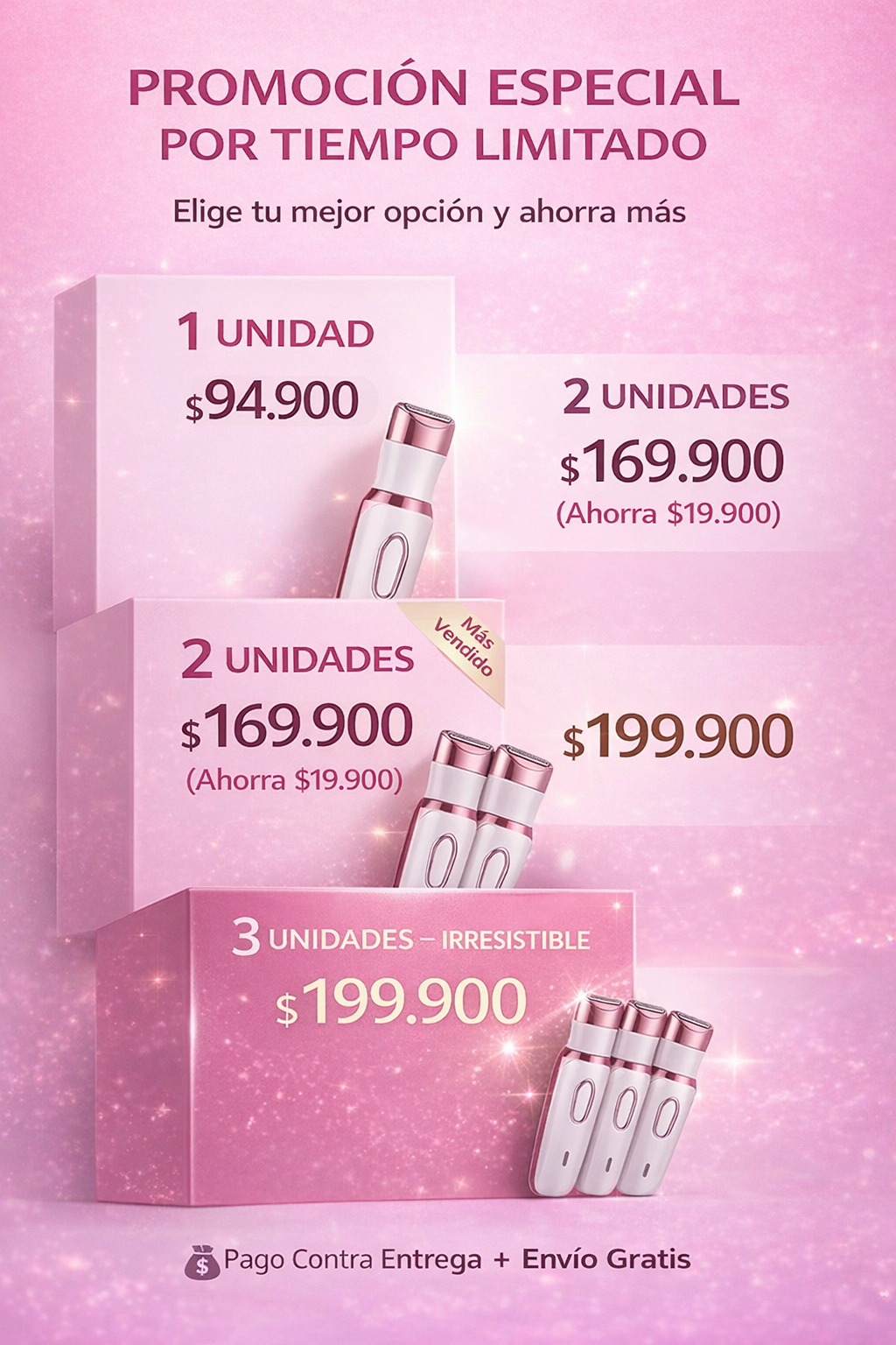 Piel suave en minutos sin dolor Depiladora 4 en 1 para rostro y cuerpo